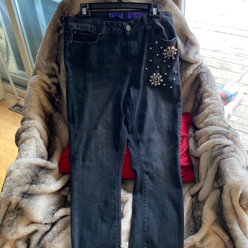 Indigo Rein Black Embellished Stretch Jeans Never Used